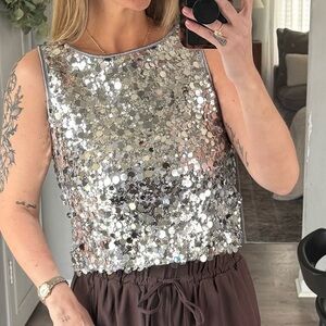 Art Class Silver Sequin Tank Top